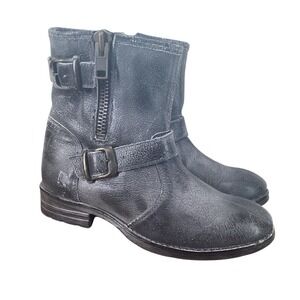 ROAN Bed Stu Womans Boots Sz 7.5 Ankle Distressed Harness Leather Zip